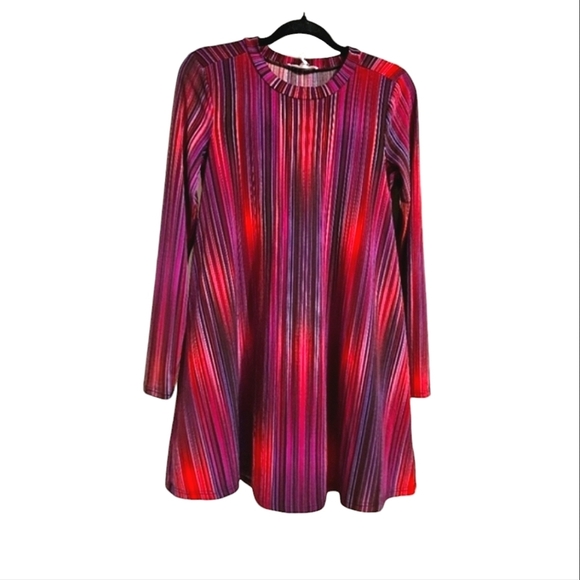 BCBG generation long sleeve striped colorful stretchy aline mini dress XS - Picture 1 of 4